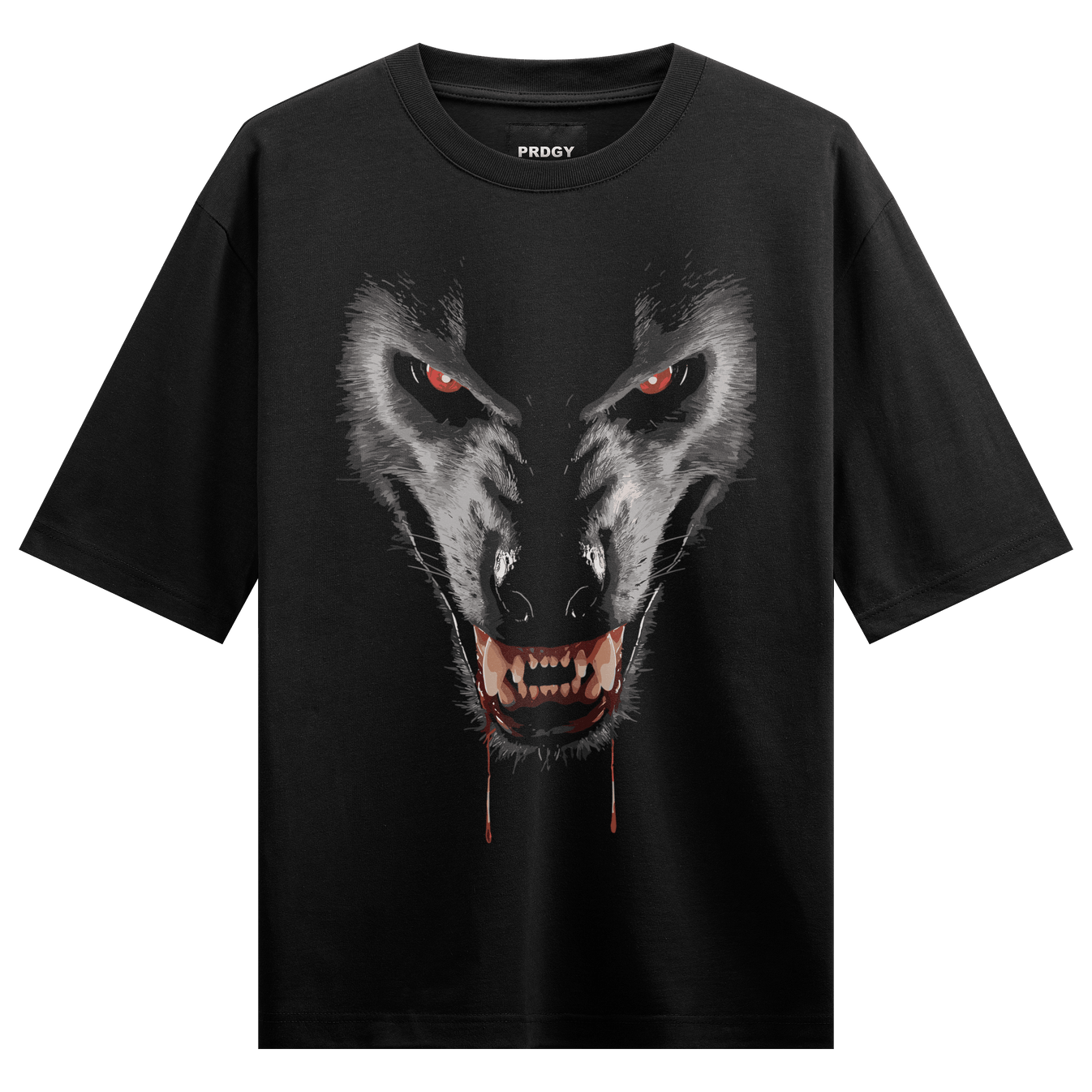 Wolf artwork on PRDGY oversized t-shirt