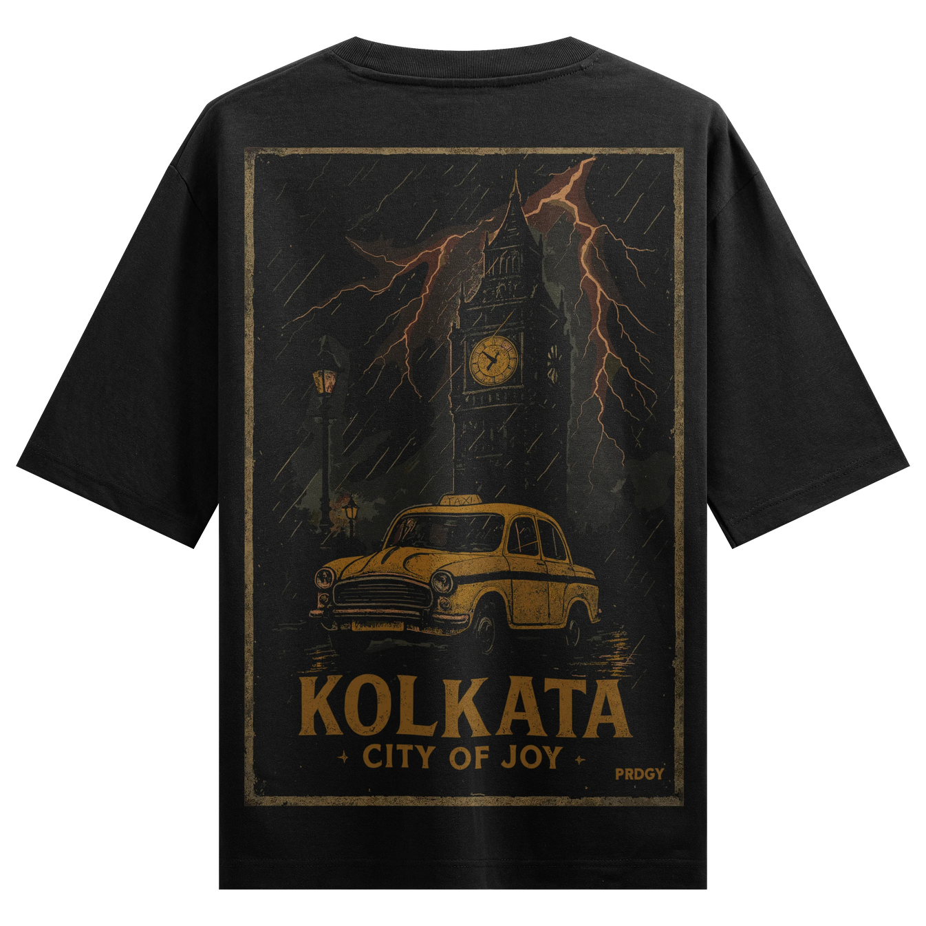 KOLKATA CITY OF JOY artwork on PRDGY oversized t-shirt