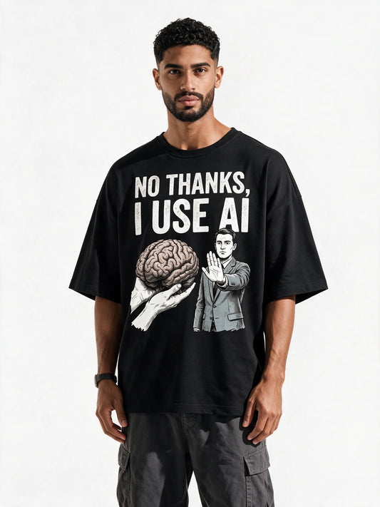 PRDGY Koond Buddhi Oversized T-shirt — front-print T-shirt on model