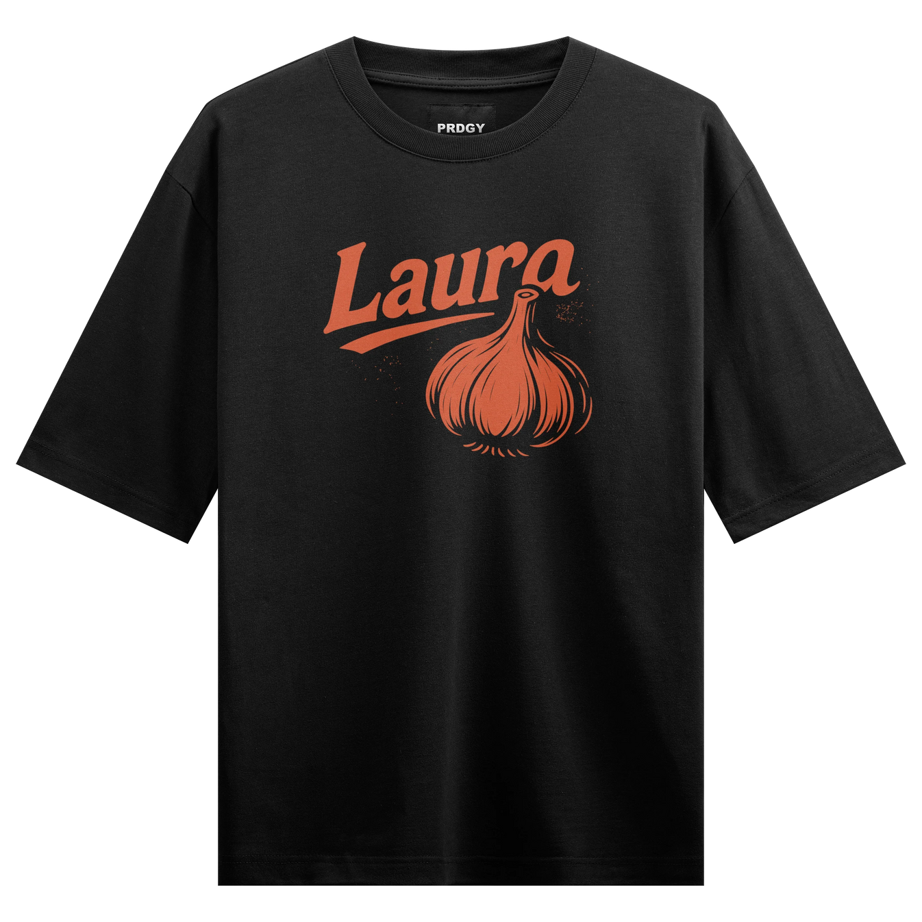 Garlic artwork on PRDGY oversized t-shirt