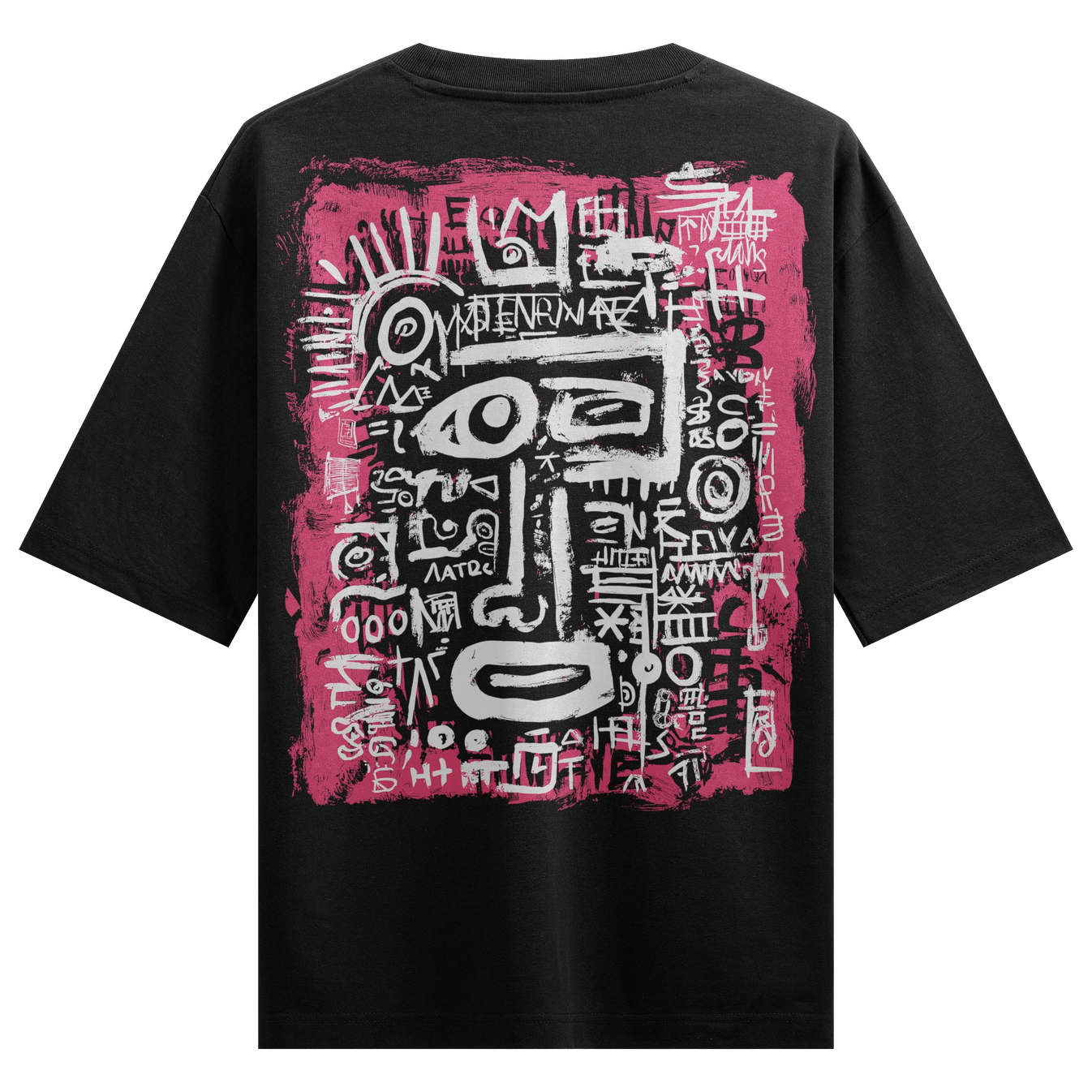 Abstract Face artwork on PRDGY oversized t-shirt
