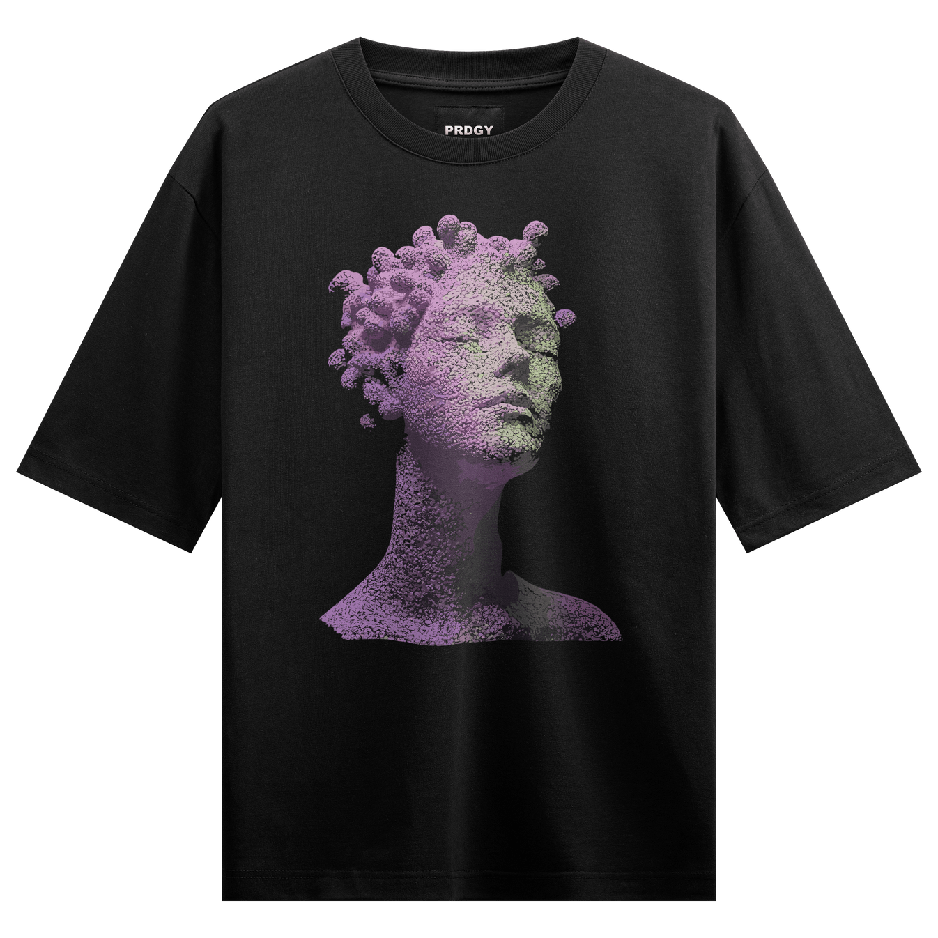 Bust Sculpture artwork on PRDGY oversized t-shirt