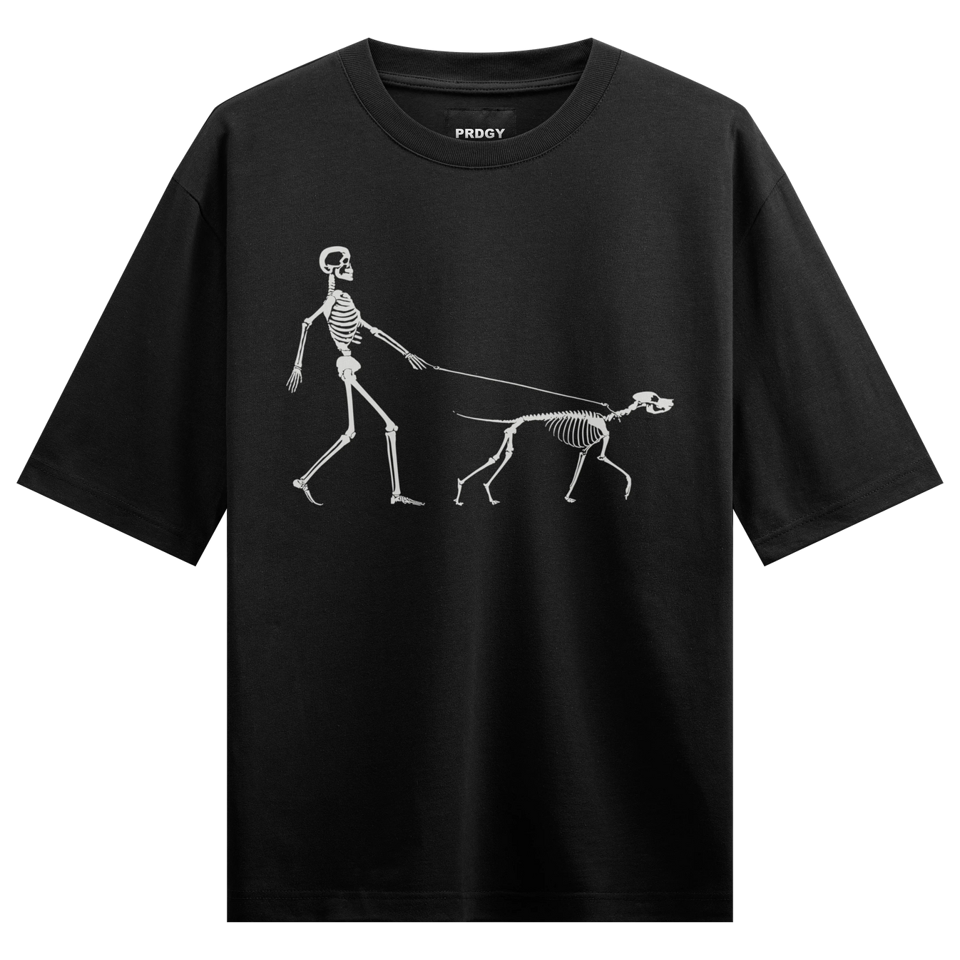 Skeleton Graphic artwork on PRDGY oversized t-shirt