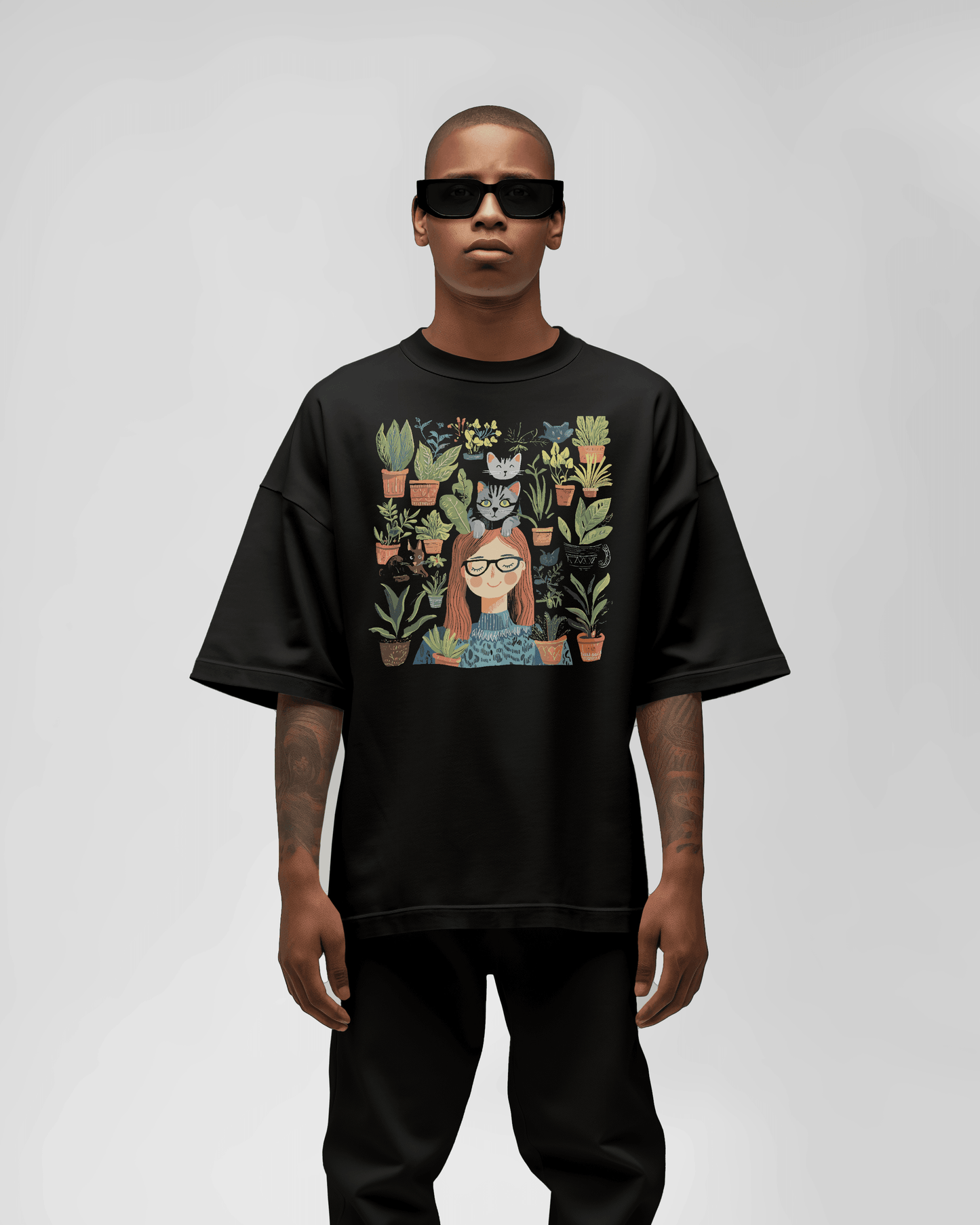 Prdgy MEOWDITATION Front Oversized T-Shirt - PRDGY