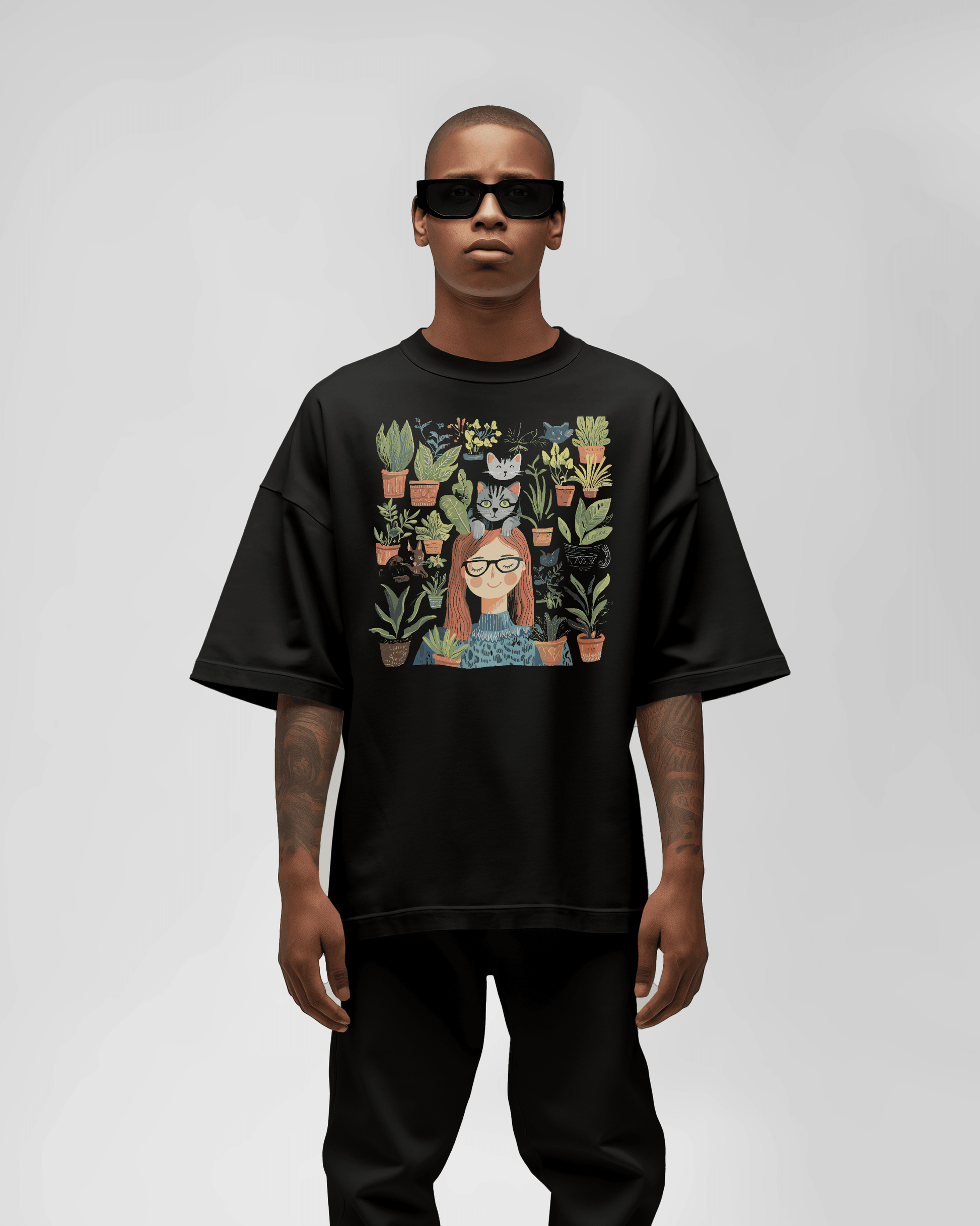 Prdgy MEOWDITATION Front Oversized T-Shirt - PRDGY