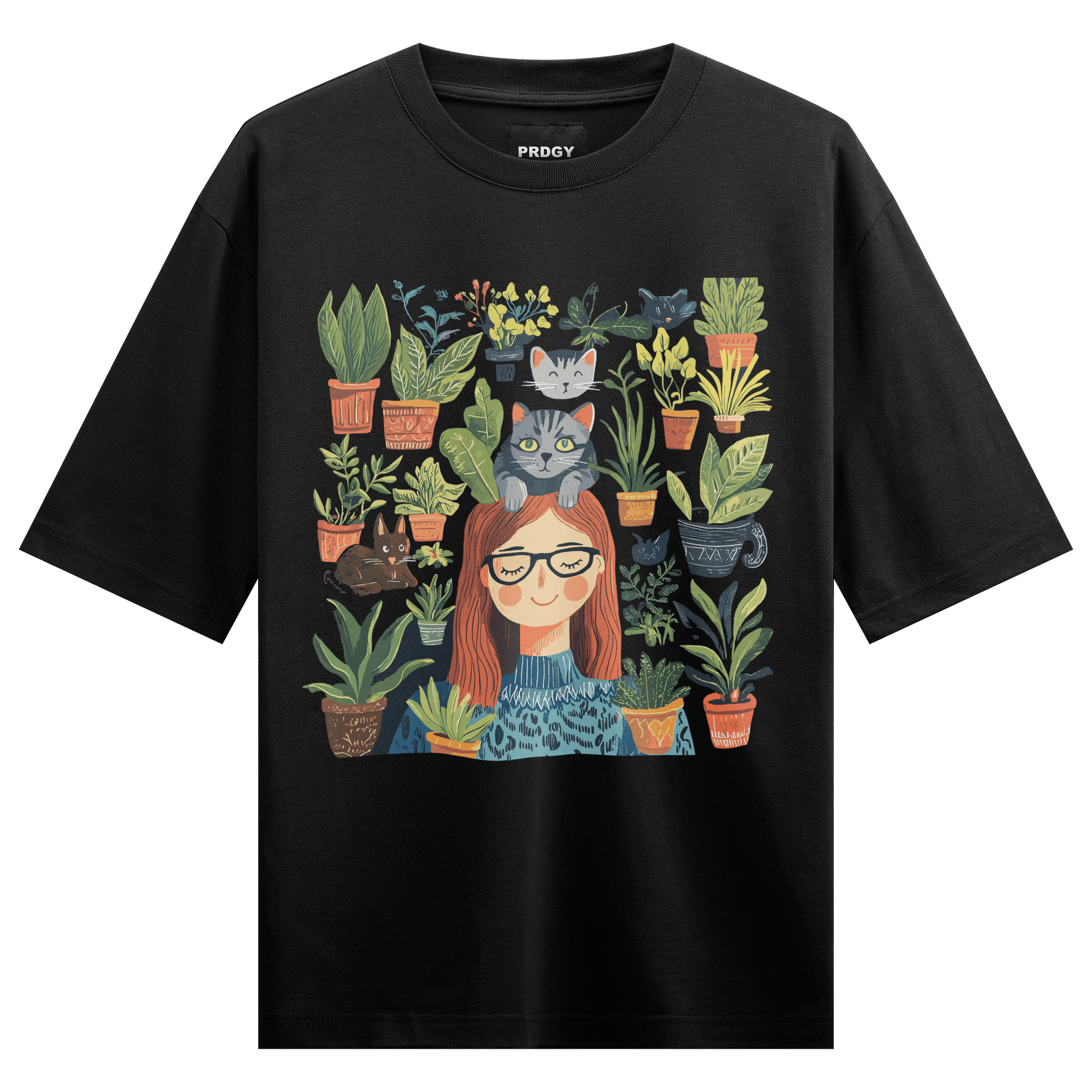 Prdgy MEOWDITATION Front Oversized T-Shirt - PRDGY