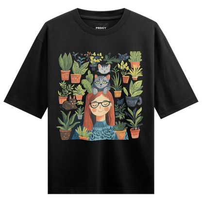 Prdgy MEOWDITATION Front Oversized T-Shirt - PRDGY