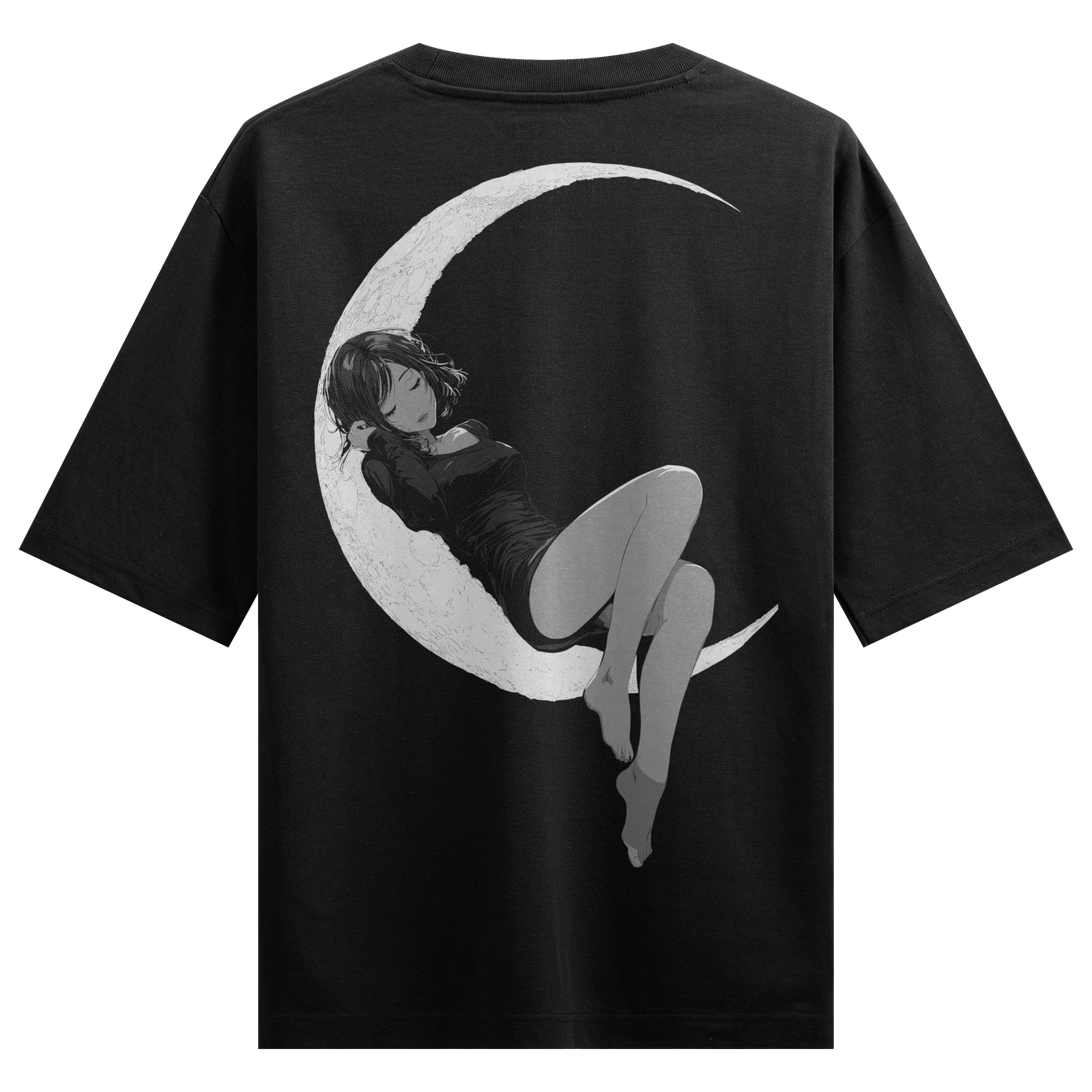 Anime Girl Sleeping On Moon artwork on PRDGY oversized t-shirt