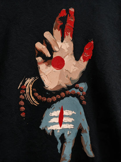 Nataraj Mudra Oversized T-Shirt — front artwork close-up