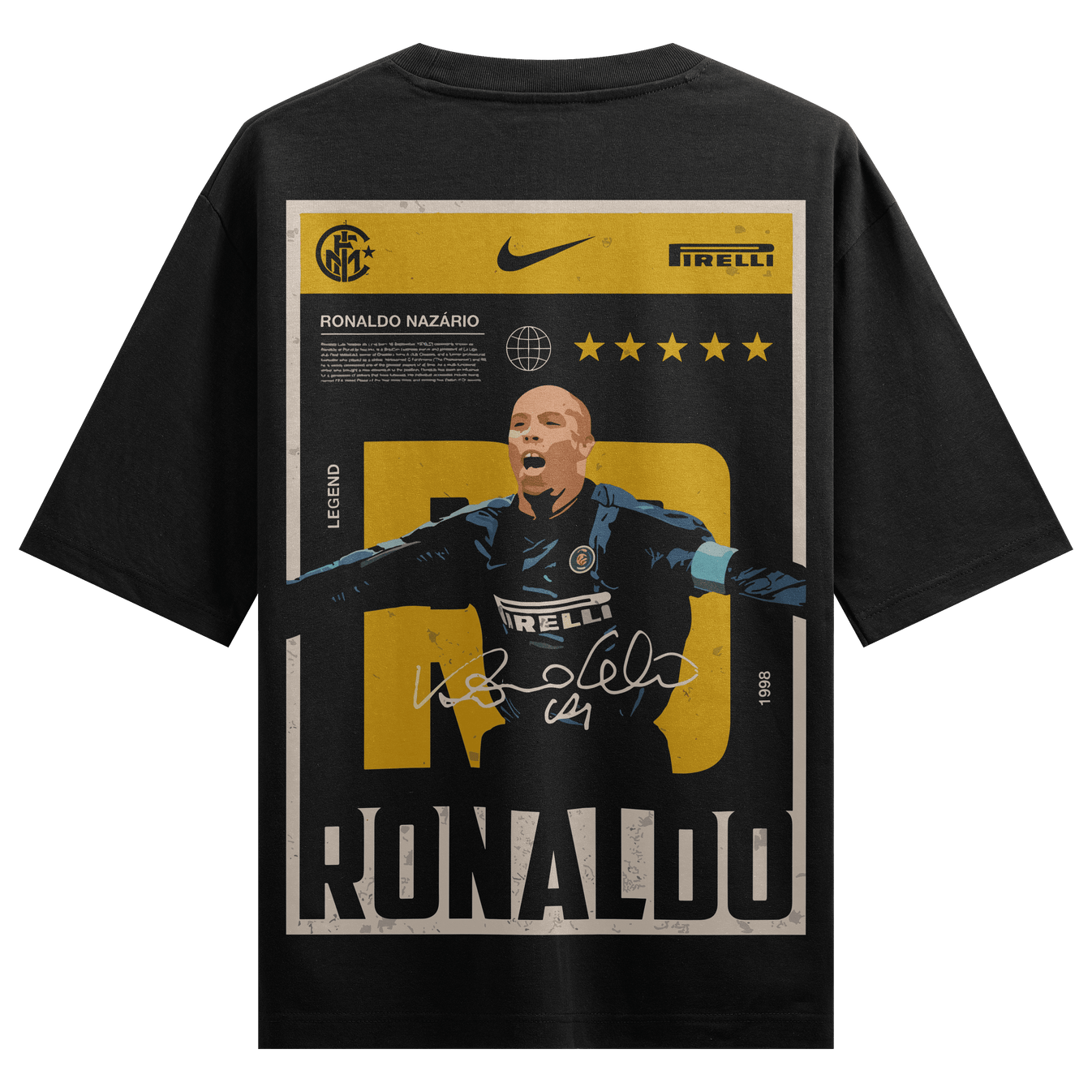 Nazario Back Oversized T-Shirt by PRDGY — features a graphic of the legendary striker on the back, football design