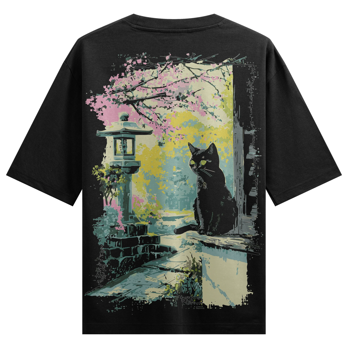 Black Cat artwork on PRDGY oversized t-shirt