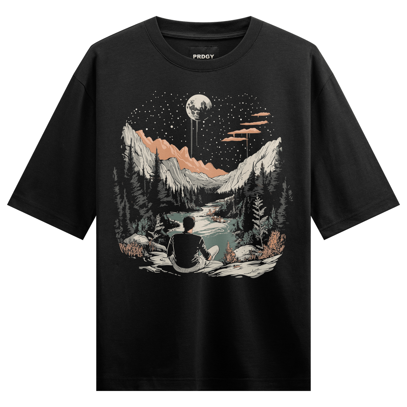 Landscape artwork on PRDGY oversized t-shirt