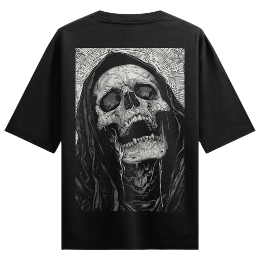 PRDGY Nun Skull Back Print Oversized T-Shirt - PRDGY