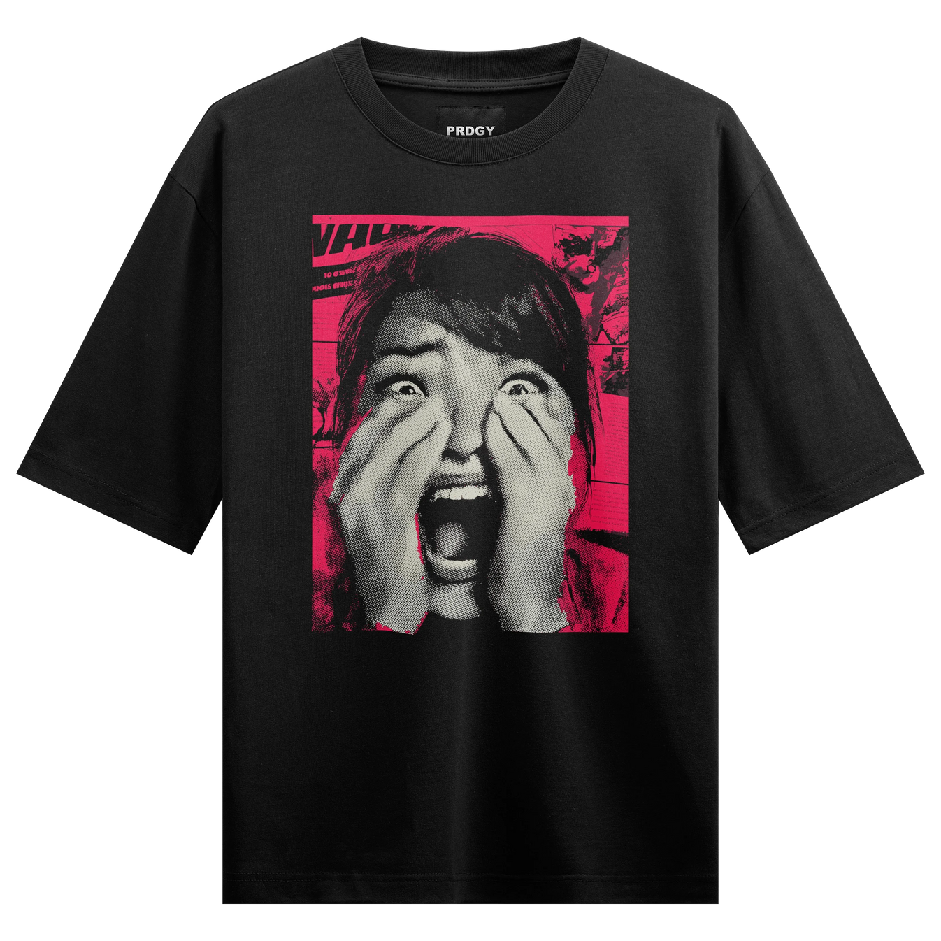 Scream artwork on PRDGY oversized t-shirt