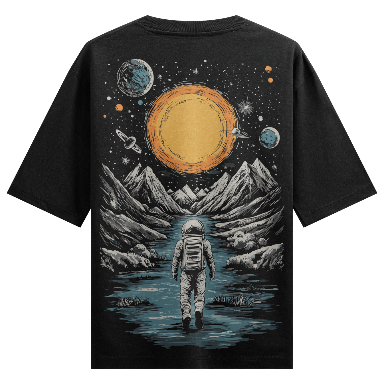 Astronaut artwork on PRDGY oversized t-shirt