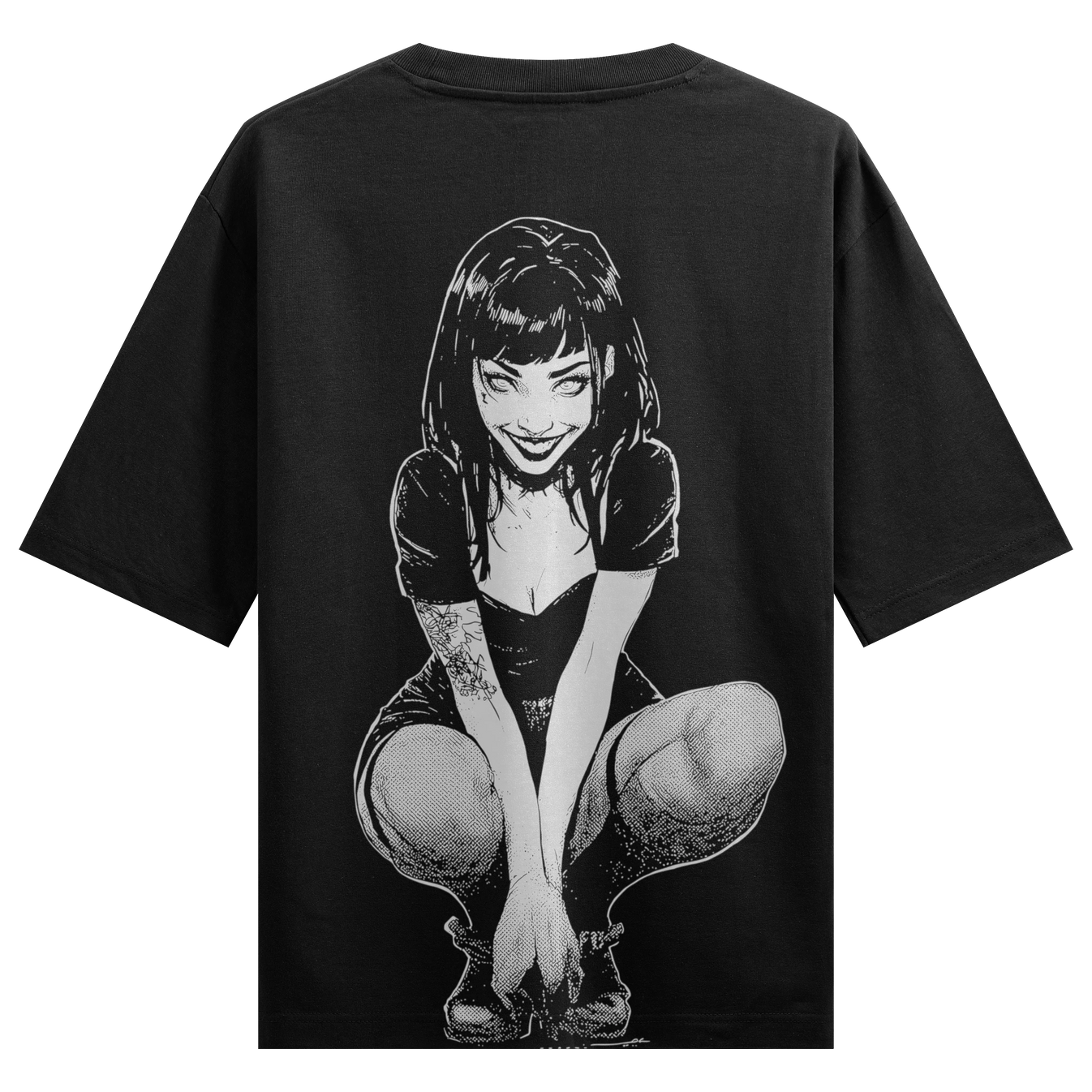 Gothic Girl artwork on PRDGY oversized t-shirt