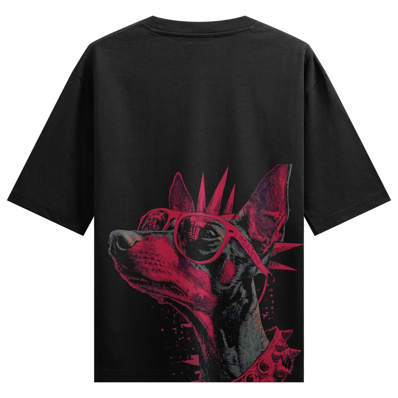 Punk Dog artwork on PRDGY oversized t-shirt