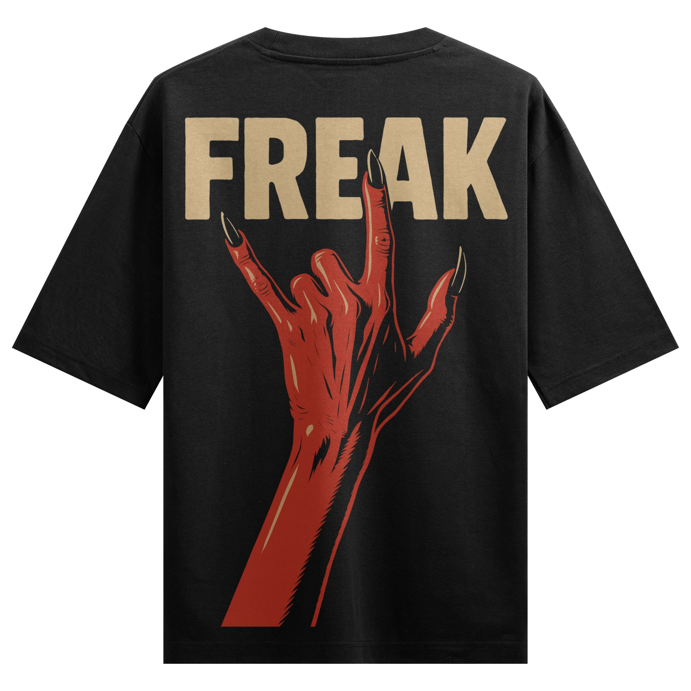 Devil Hand artwork on PRDGY oversized t-shirt