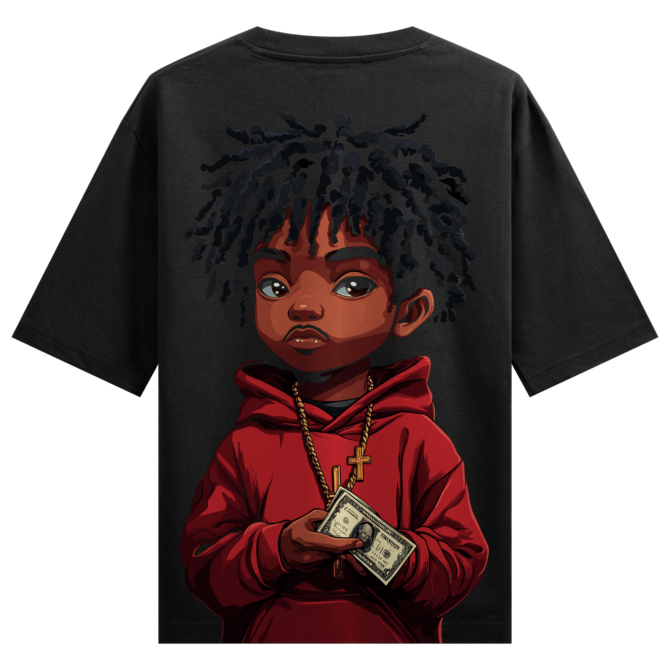 Young Black Man artwork on PRDGY oversized t-shirt