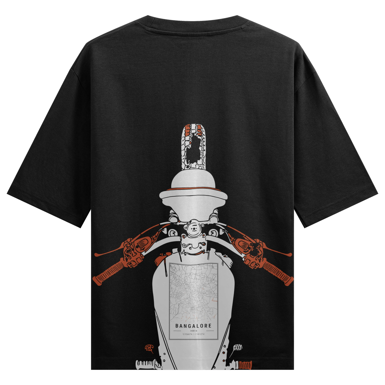 BANGALORE INDIA 12 9580 N 4012 W artwork on PRDGY oversized t-shirt