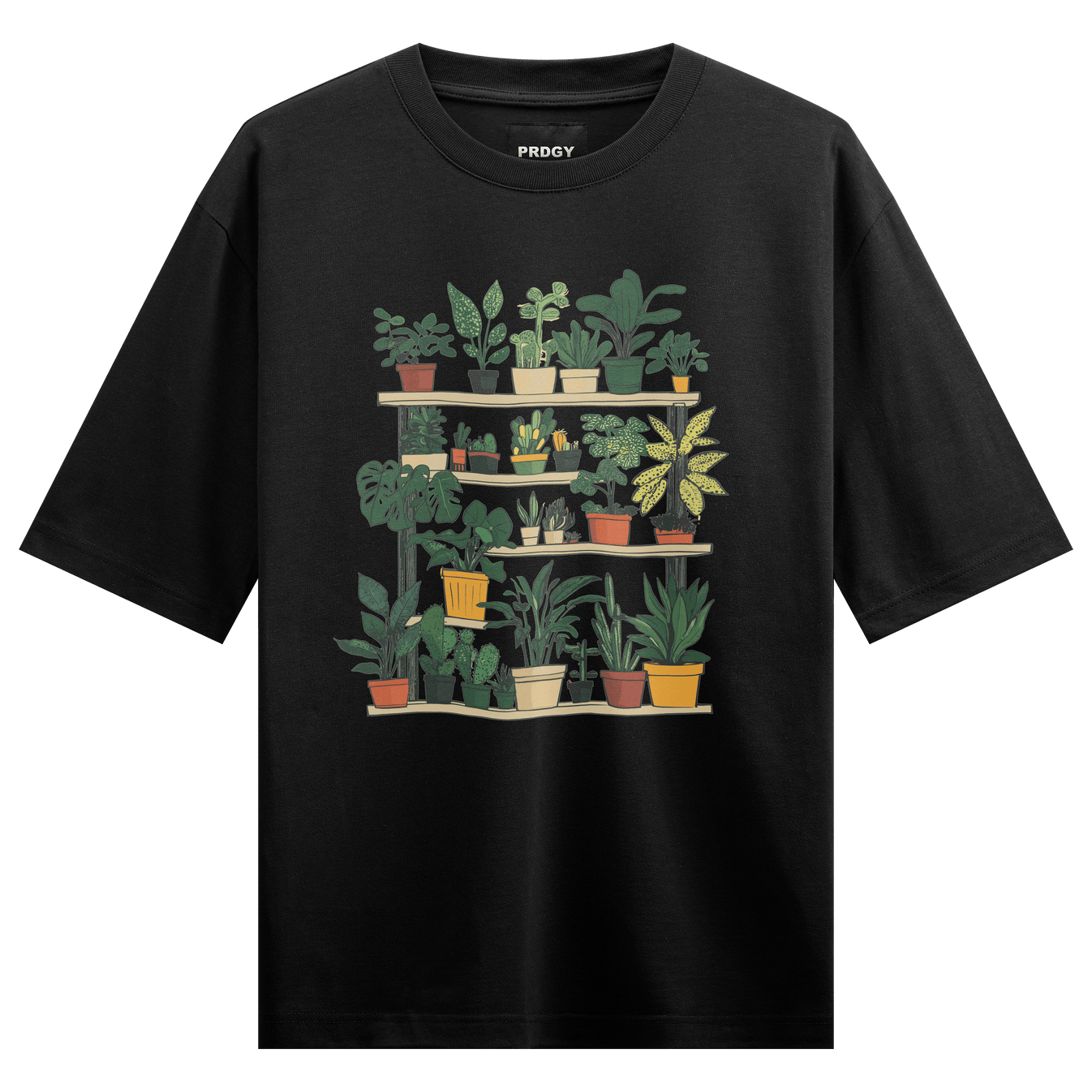 Houseplants artwork on PRDGY oversized t-shirt
