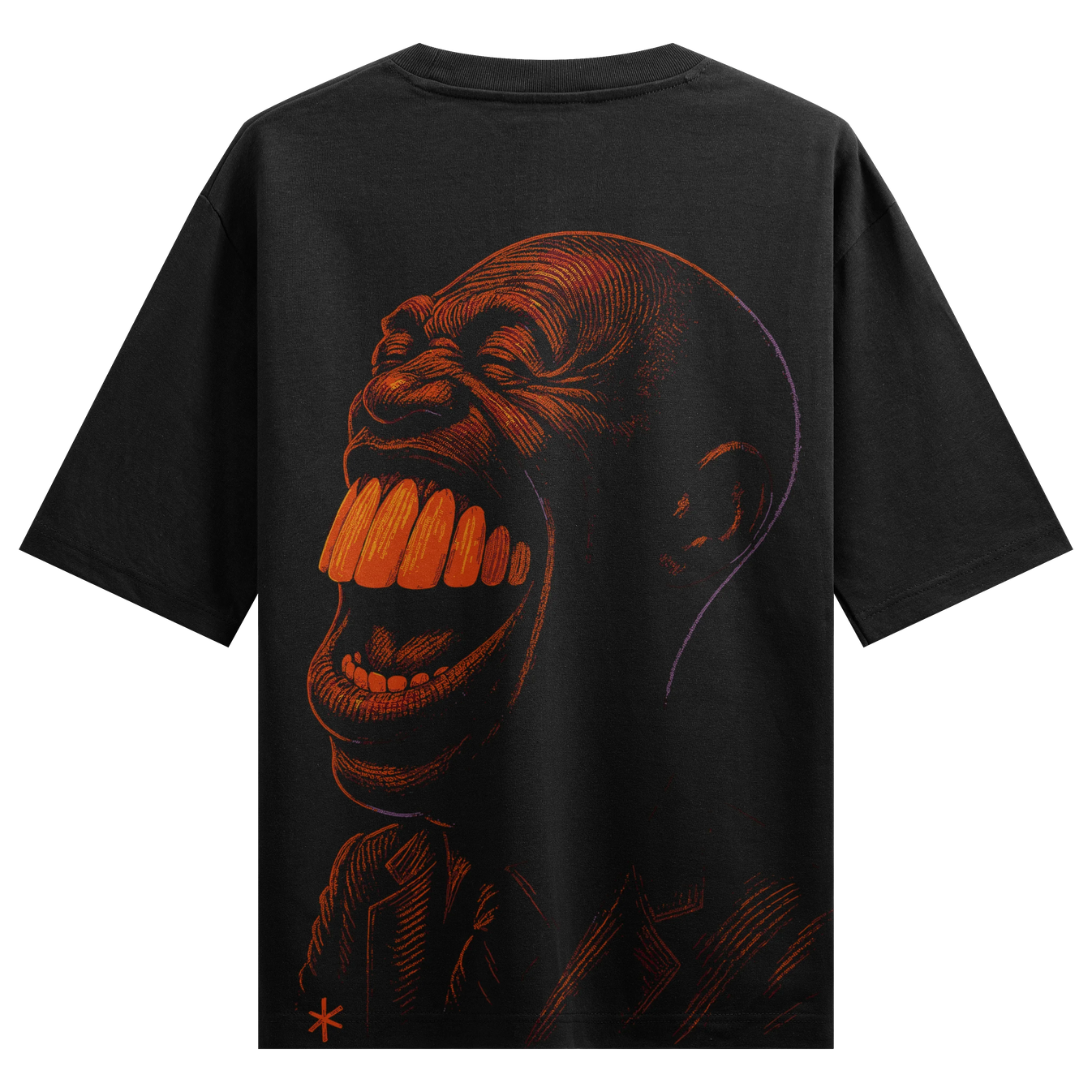 Man Laughing artwork on PRDGY oversized t-shirt