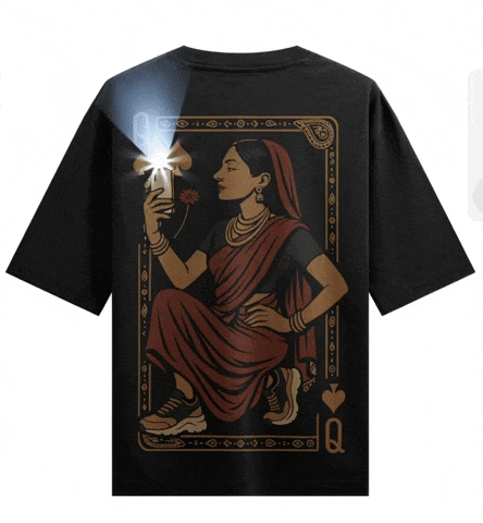 Queen Of Spades artwork on PRDGY oversized t-shirt