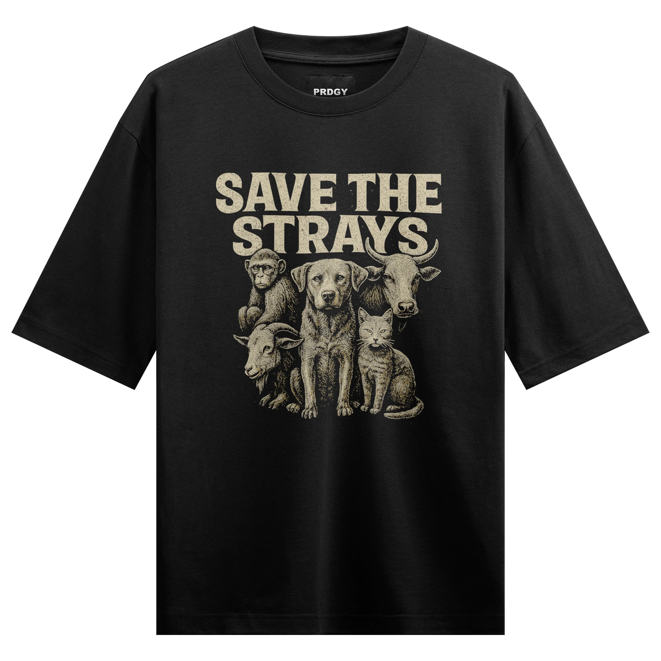 Animal Rights artwork on PRDGY oversized t-shirt