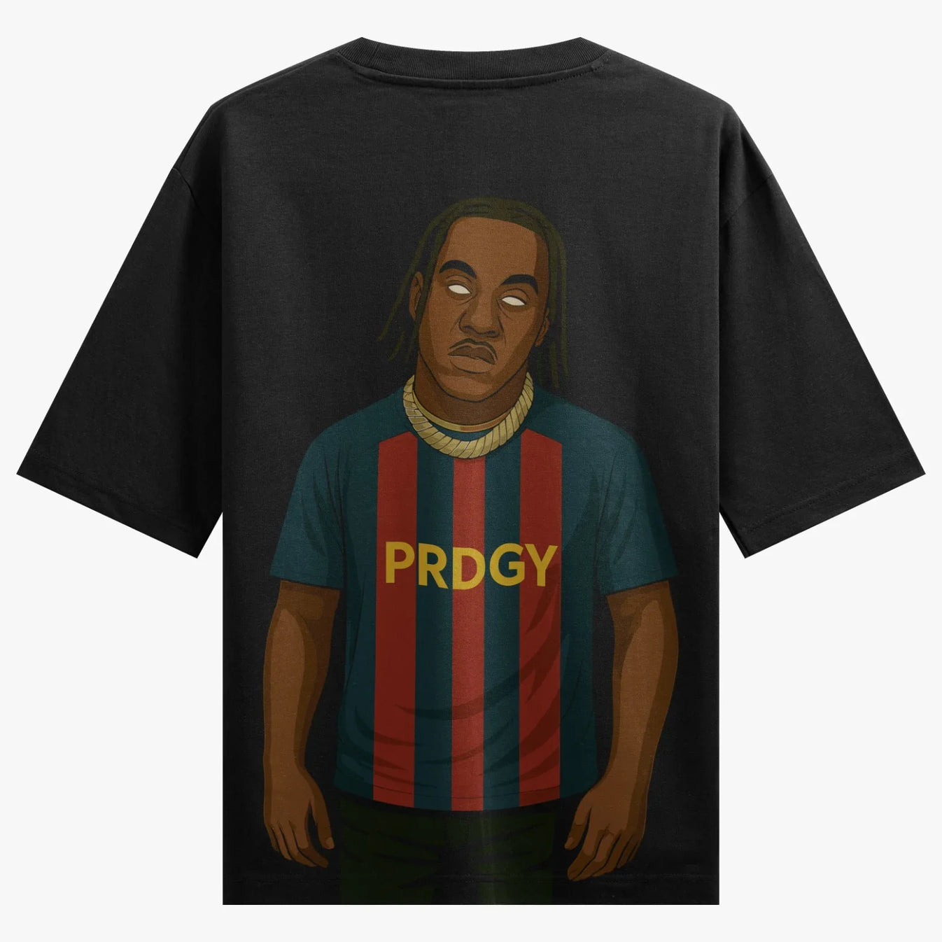 Travis Scott artwork on PRDGY oversized t-shirt