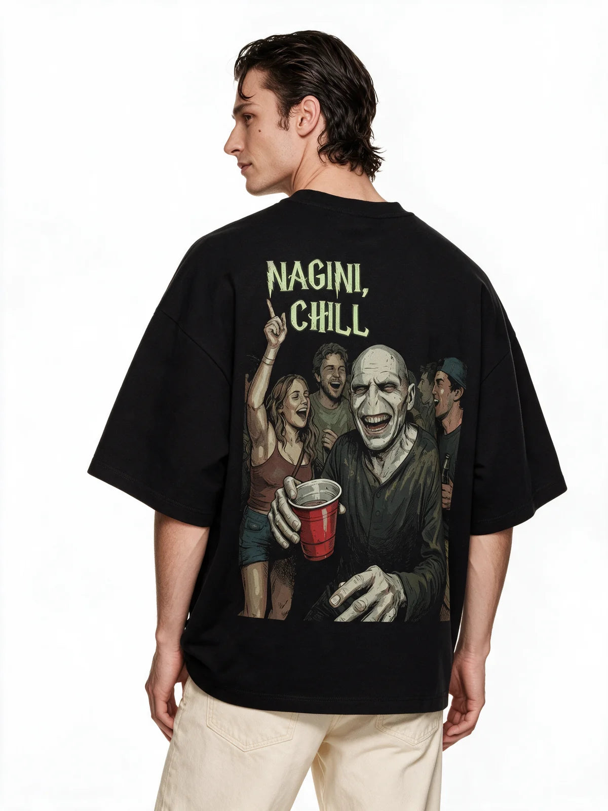 PRDGY Chill Kar Bro Oversized T-Shirt — back model view