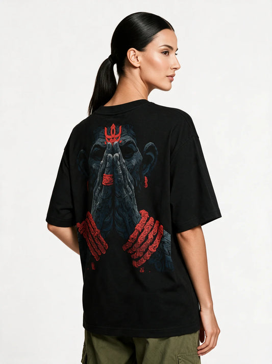 PRDGY Rudra Ansh Oversized T-Shirt — back model view
