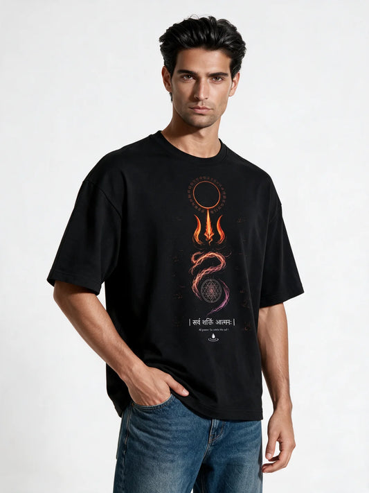 PRDGY The Third Flame Oversized T-shirt — front model view