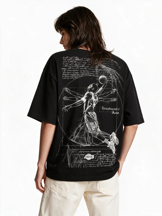 PRDGY Renaissance Math Oversized T-shirt — back model view