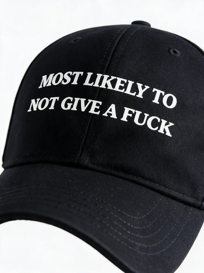 PRDGY Apathy Statement Cap — print and fabric detail
