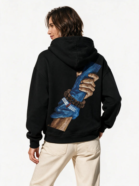 PRDGY Sahayak Oversized Hoodie — back model view