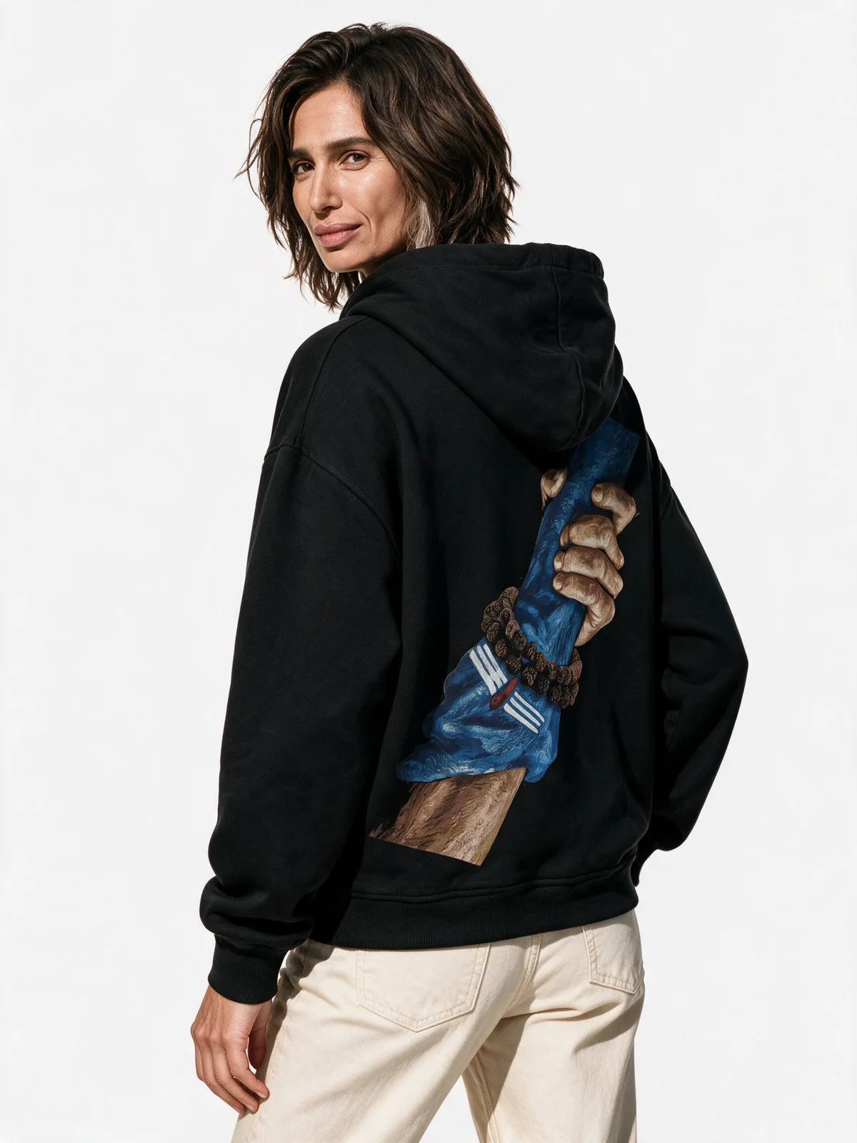 PRDGY Sahayak Oversized Hoodie — three-quarter model view