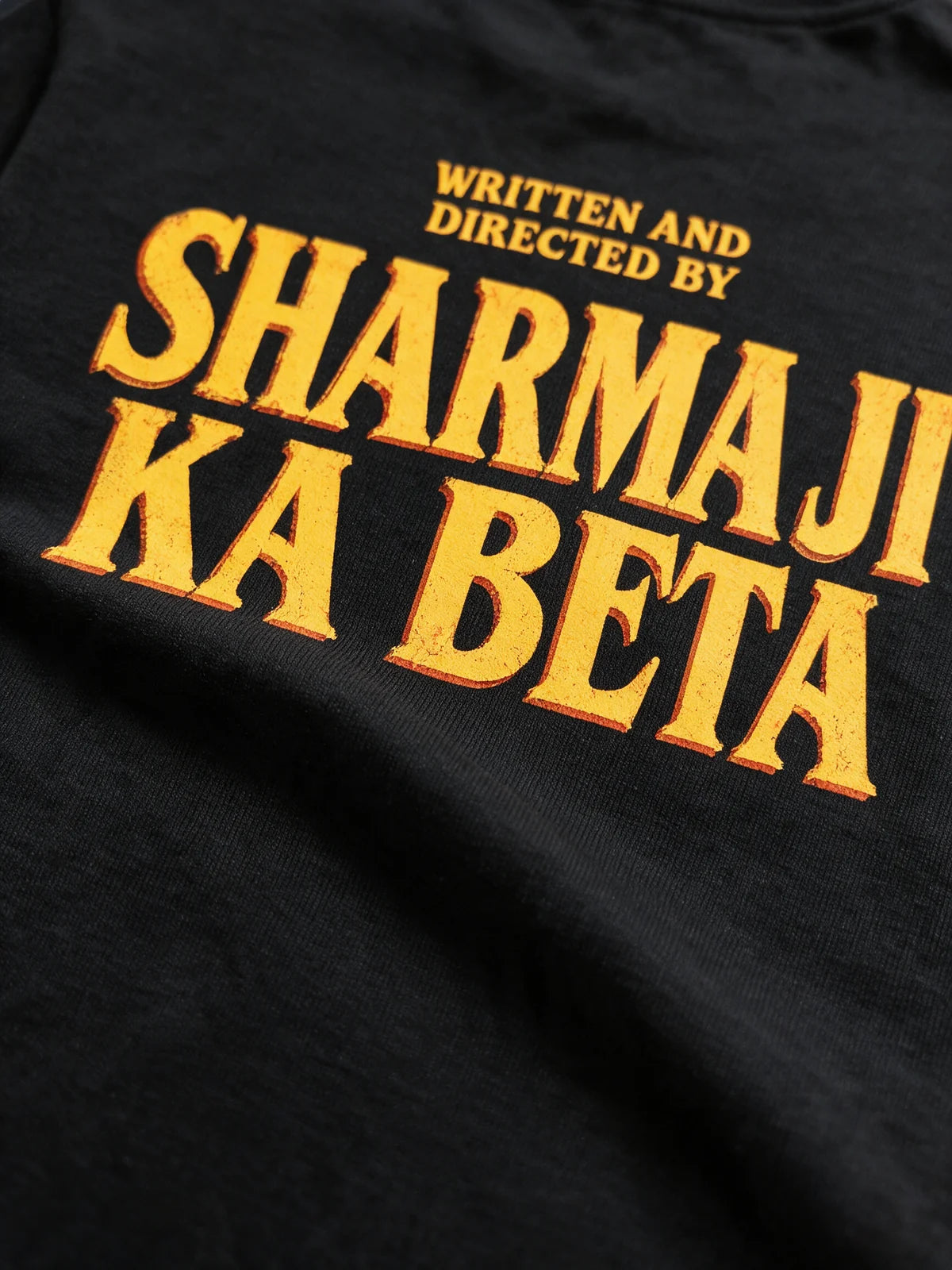 PRDGY Sharmaji Ka Beta Oversized T-shirt — print and fabric detail