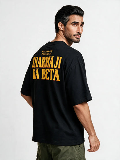 PRDGY Sharmaji Ka Beta Oversized T-shirt — three-quarter model view