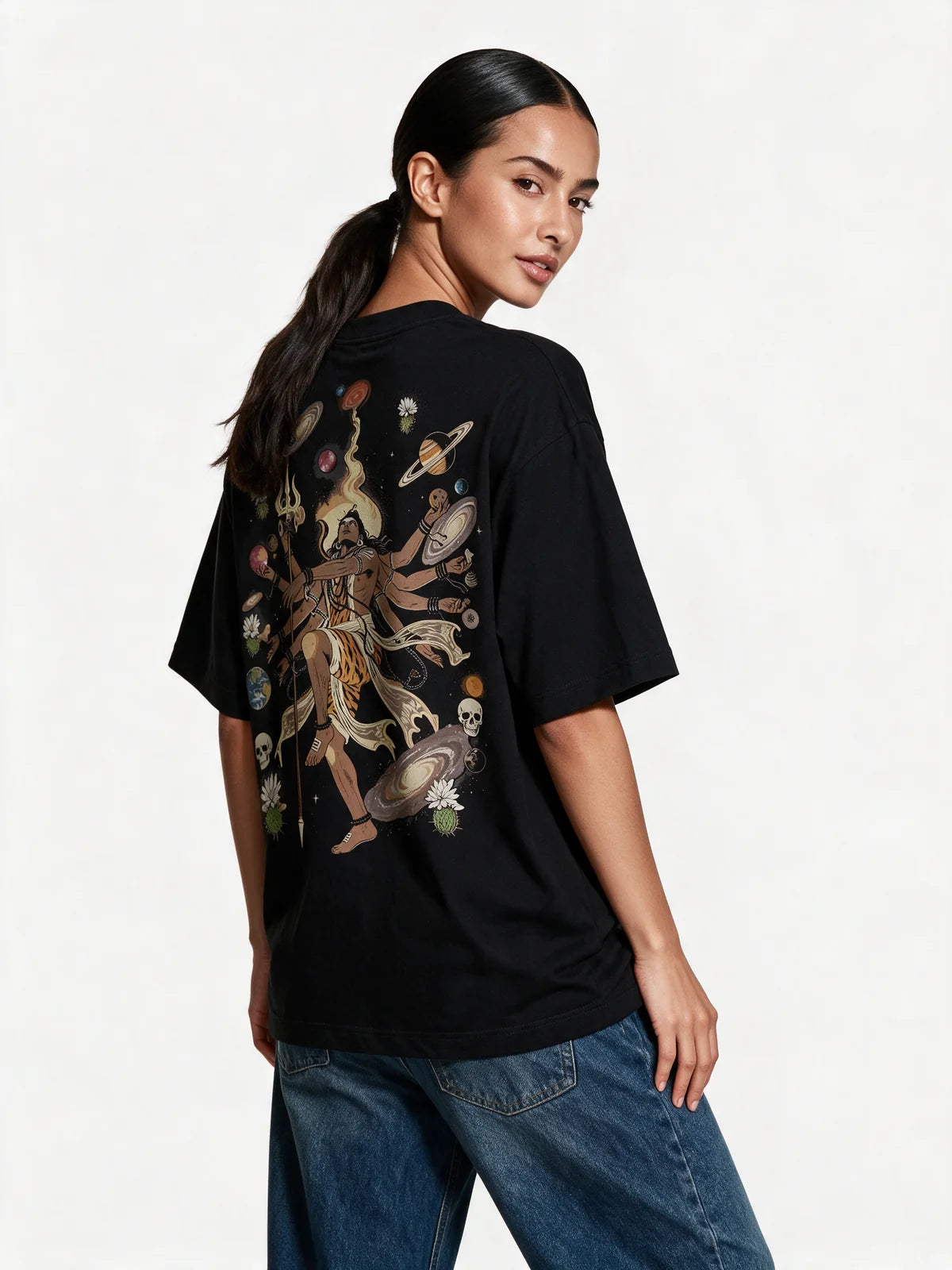 PRDGY Multiverse Shiva Oversized T-shirt — back model view
