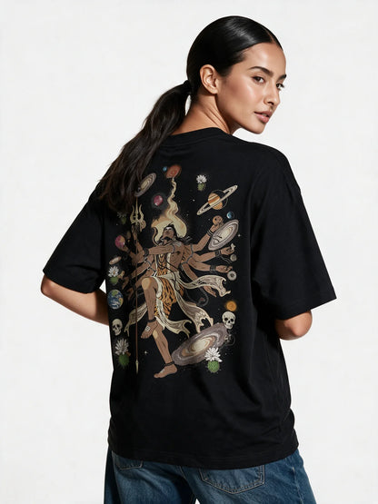 PRDGY Multiverse Shiva Oversized T-shirt — three-quarter model view