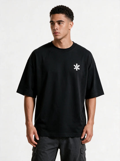 PRDGY Fart Back Oversized T-shirt — opposite-side model view
