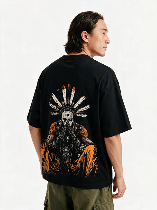PRDGY Tribal Mystic Oversized T-shirt — back model view