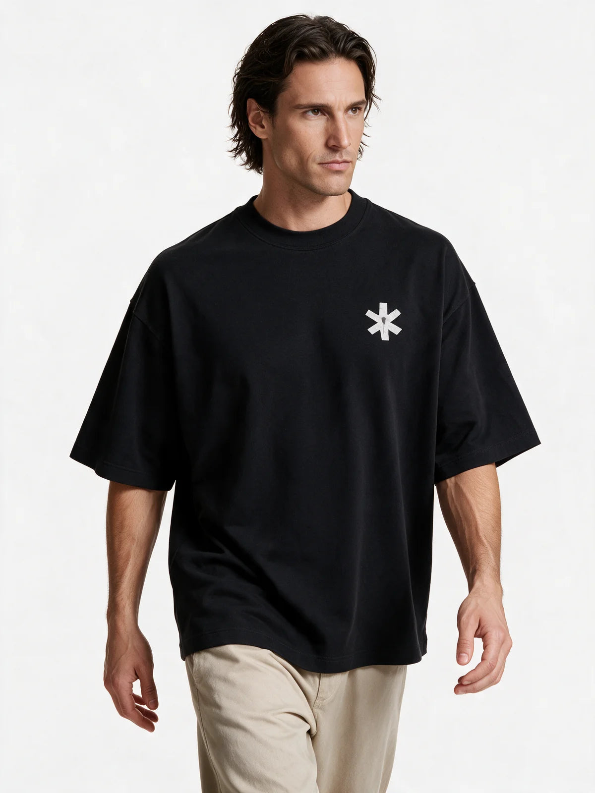 PRDGY Mohan Ji Oversized T-Shirt — opposite-side model view