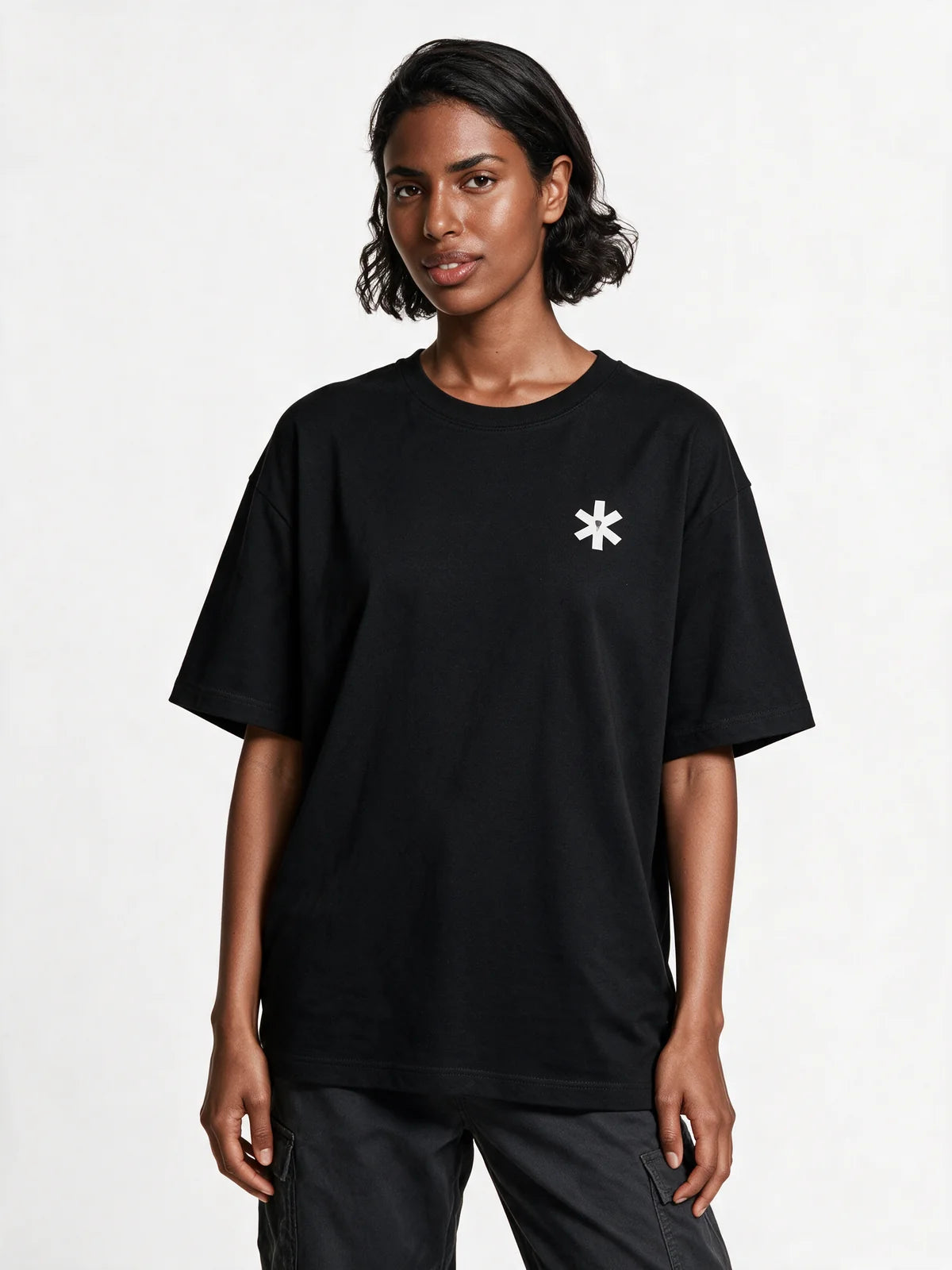 Prdgy Fried Chicken Back Oversized T-Shirt — opposite-side model view