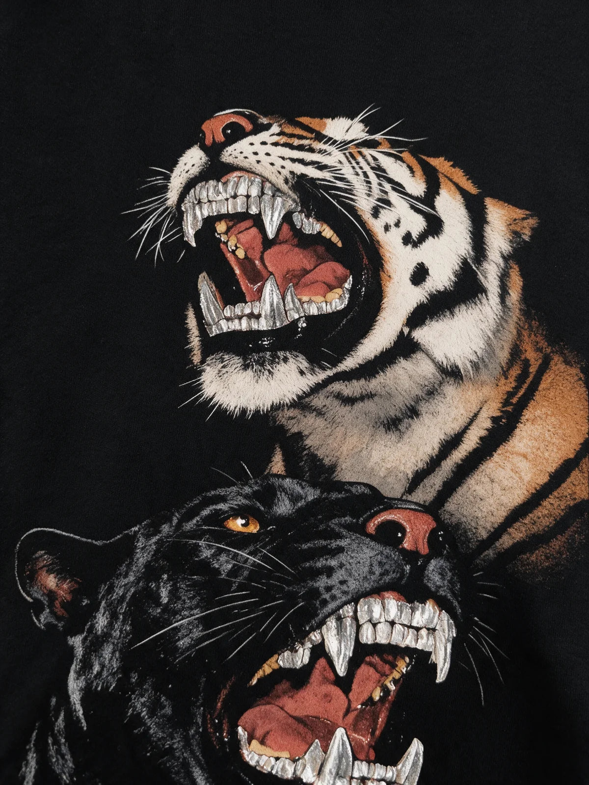 PRDGY Fierce Roar Front Oversized Full Sleeve T-Shirt — print and fabric detail