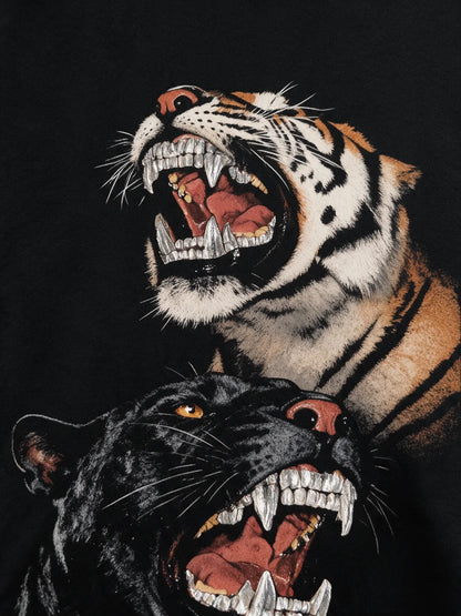 PRDGY Fierce Roar Front Oversized Full Sleeve T-Shirt — print and fabric detail