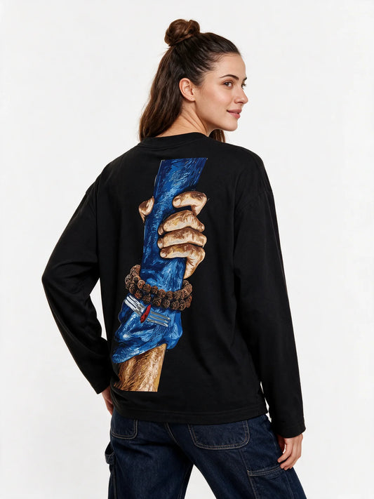 PRDGY Sahayak Oversized Full Sleeve T-Shirt — back model view