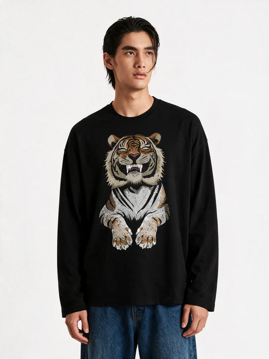 Dripping But Dangerous Oversized Full Sleeve T-Shirt — front model view