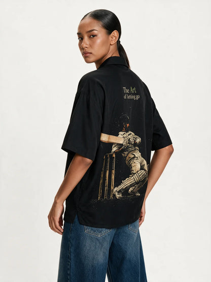 Jaane do Oversized Collar Shirt — three-quarter model view