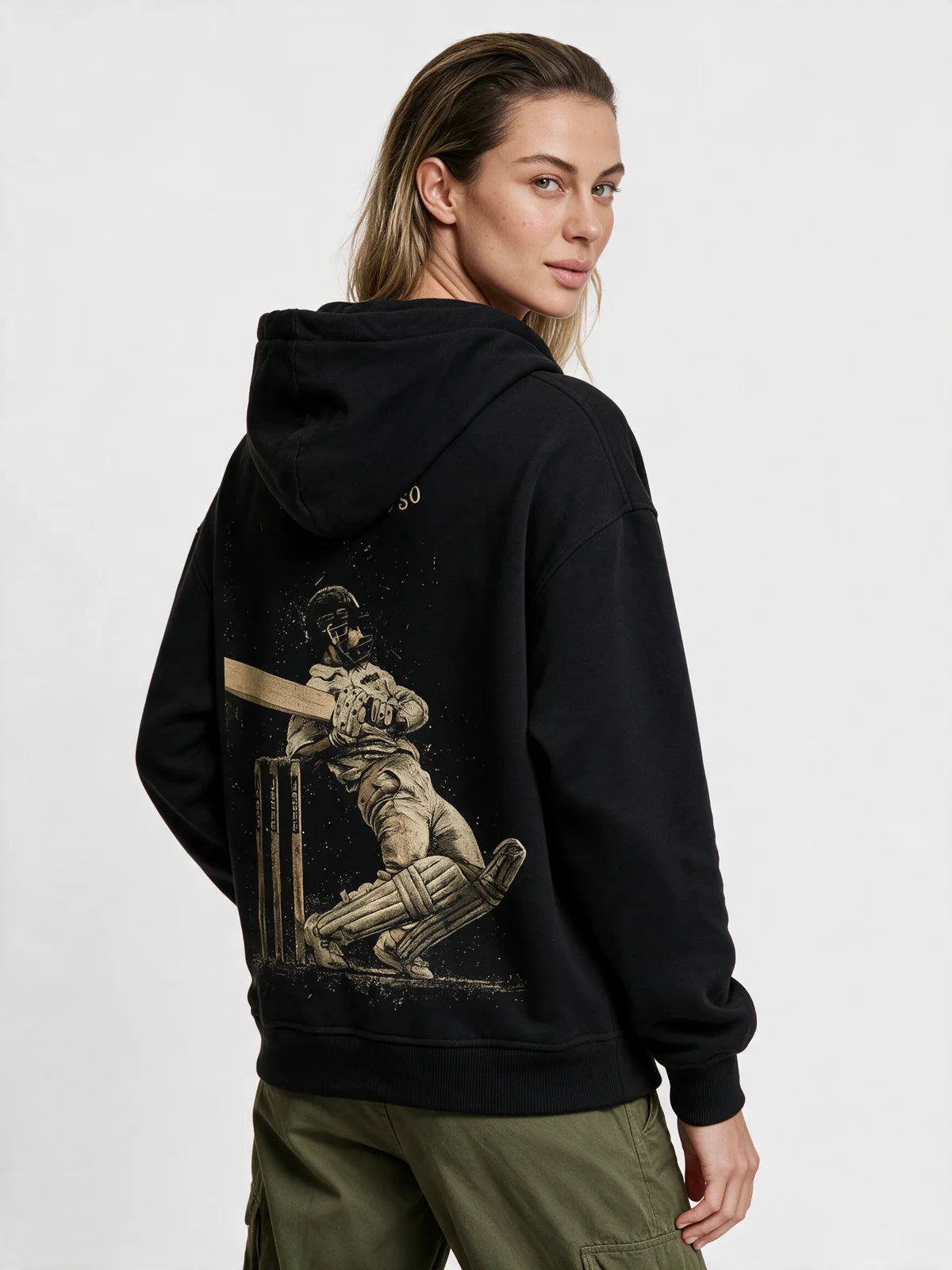 Jaane Do Oversized Hoodie — three-quarter model view